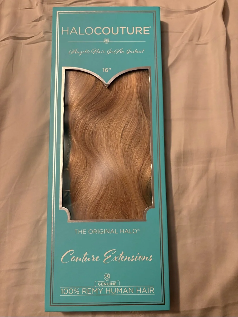 Soft Wavy Blonde Hair Extension - Natural Light Blonde Halo Couture 16”
